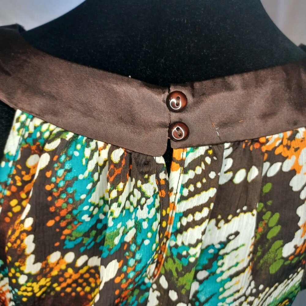 Y2K Heart Soul Multicolor Geometric Print Beaded Trim Top - Picture 5 of 7